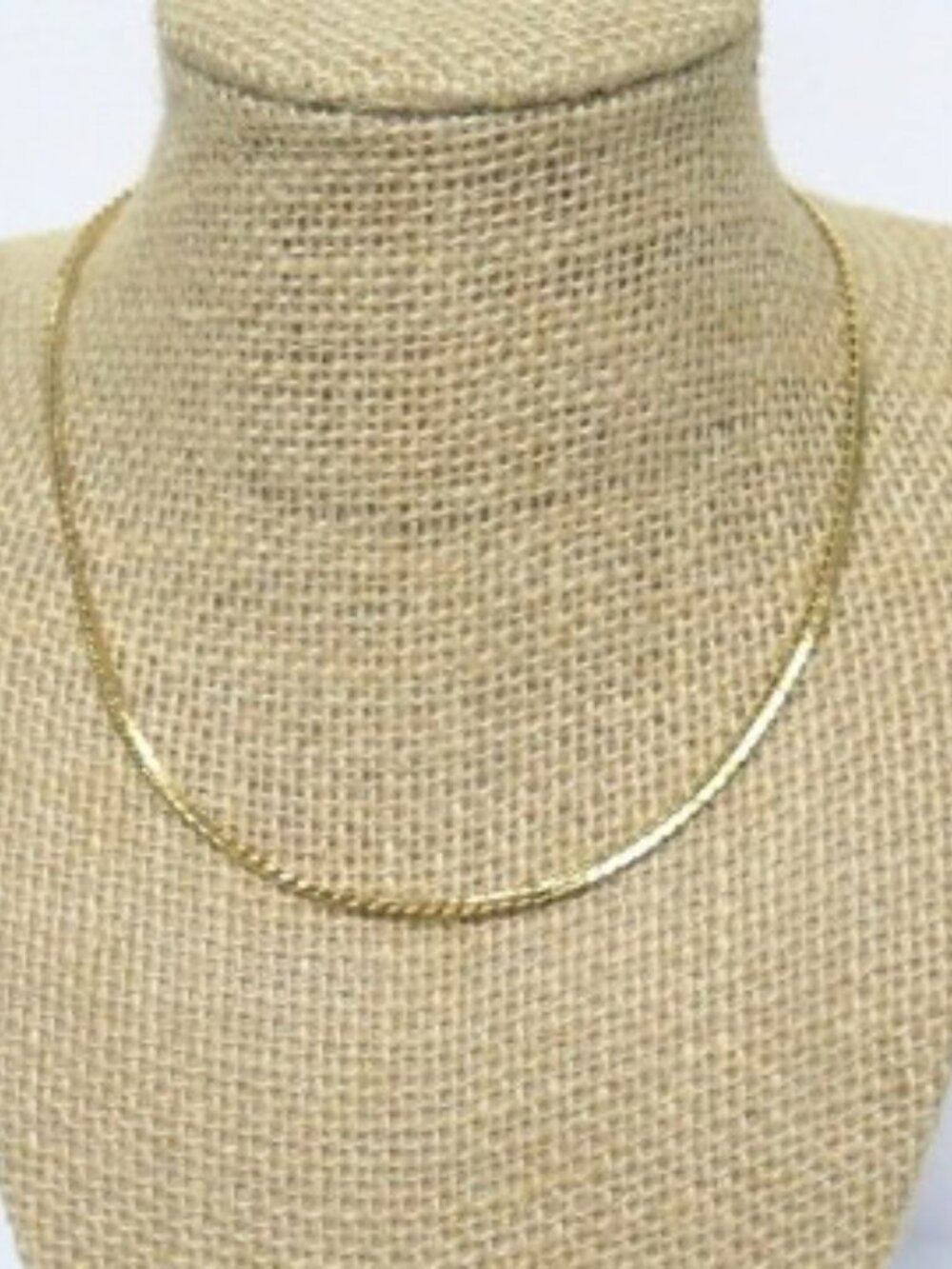Gold Tone Flat Link Chain Choker Necklace Classic Estate Jewelry